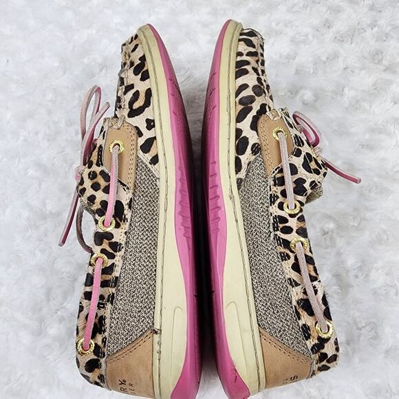 Sperry Bluefish Brown Leopard Print Pony Hair Boat Shoes Size 7.5 - Picture 6 of 9